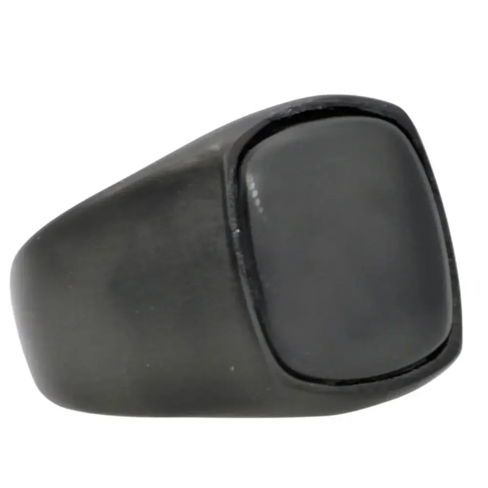 Men's Onyx and Black Stainless Steel Ring